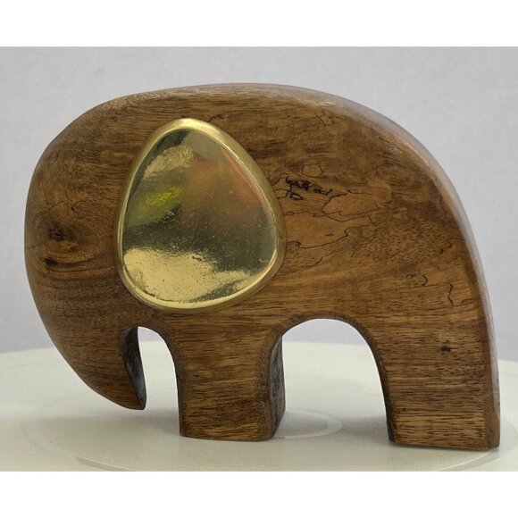 Crate & Barrel Other - Mango Wood & Brass Elephant Minimalist Modern Sleek Shelf Decor Crate & Barrel